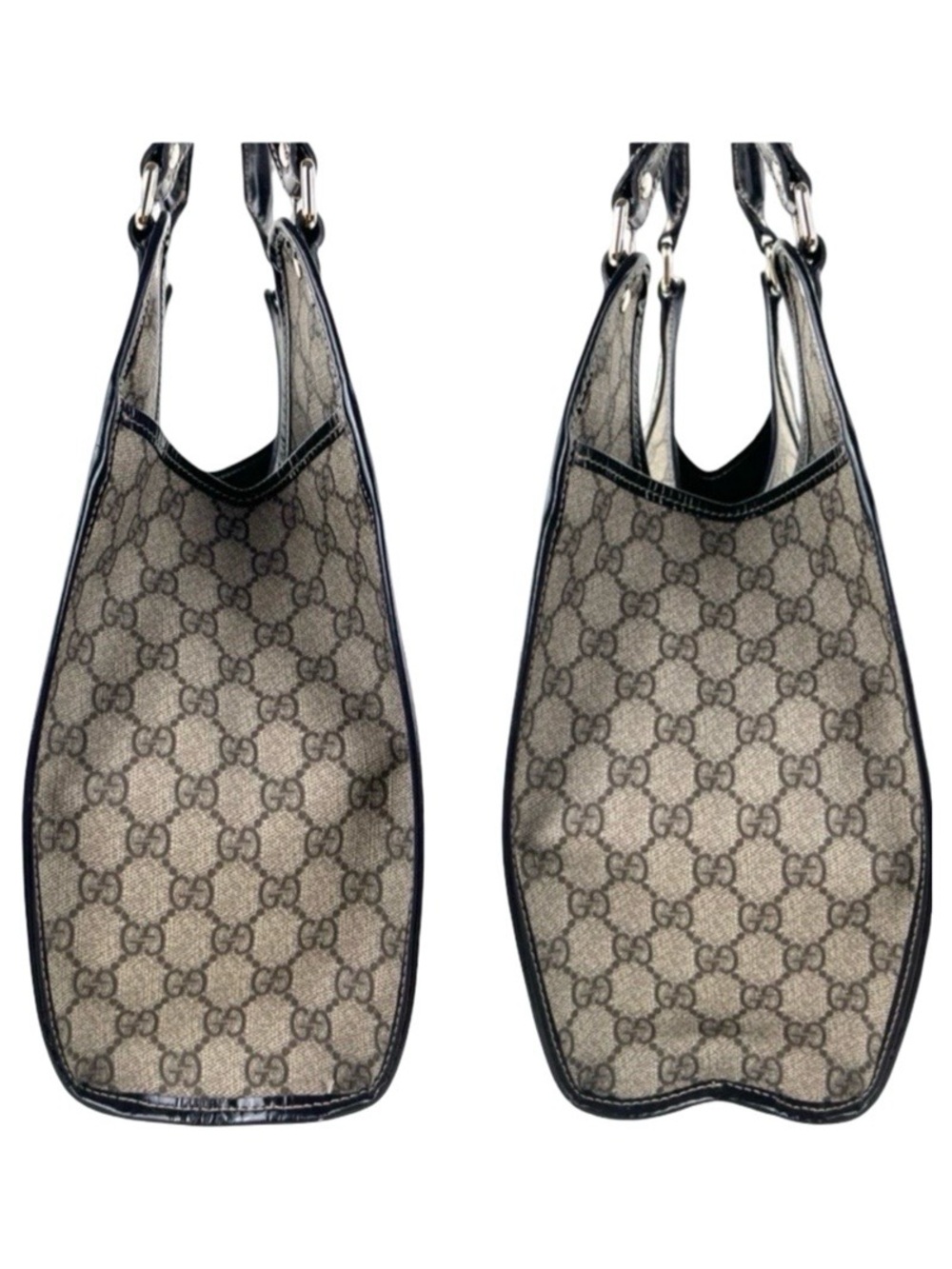 Gucci GG Canvas Shoulder Bag Black Leather Trim Gold Hardware Hobo Tote Bag - Picture 4 of 8